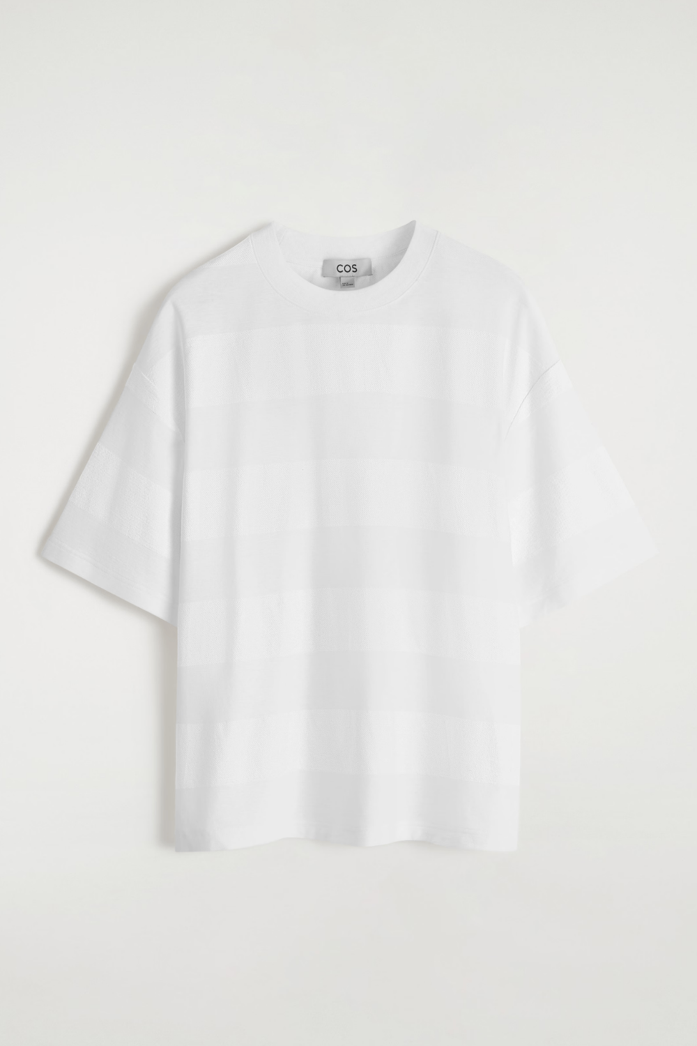 COS OVERSIZED STRIPED LINEN-BLEND T-SHIRT in White
