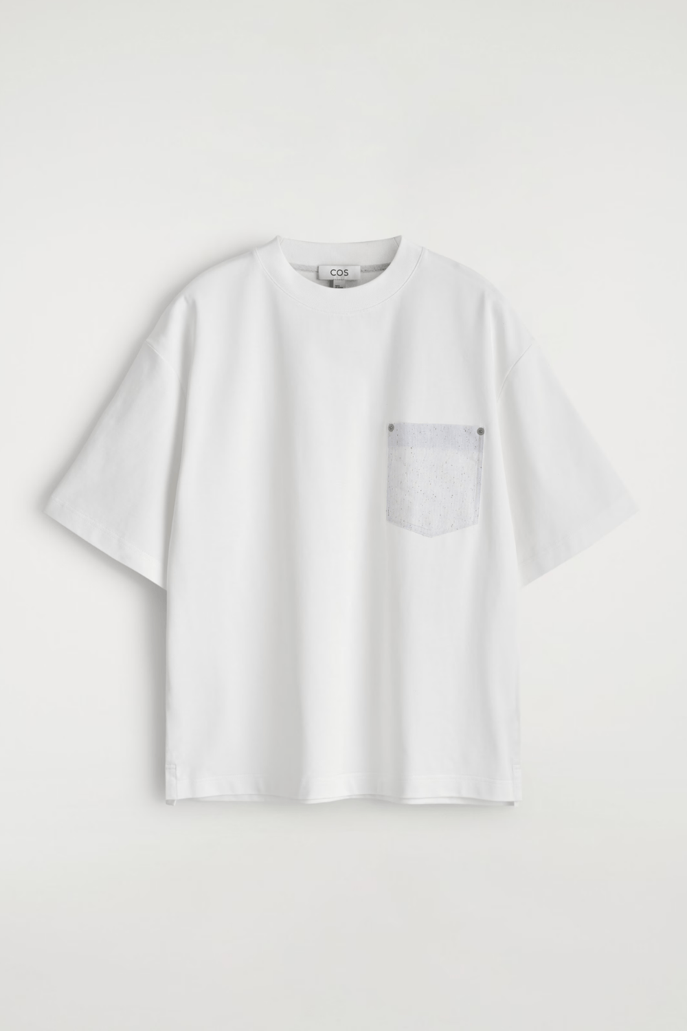 COS OVERSIZED WOVEN-POCKET T-SHIRT in White