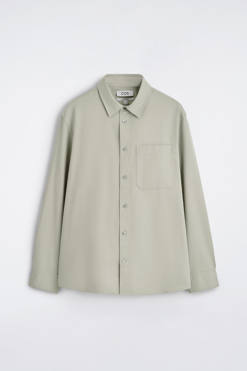 COS RELAXED BRUSHED COTTON-BLEND SHIRT in Olive