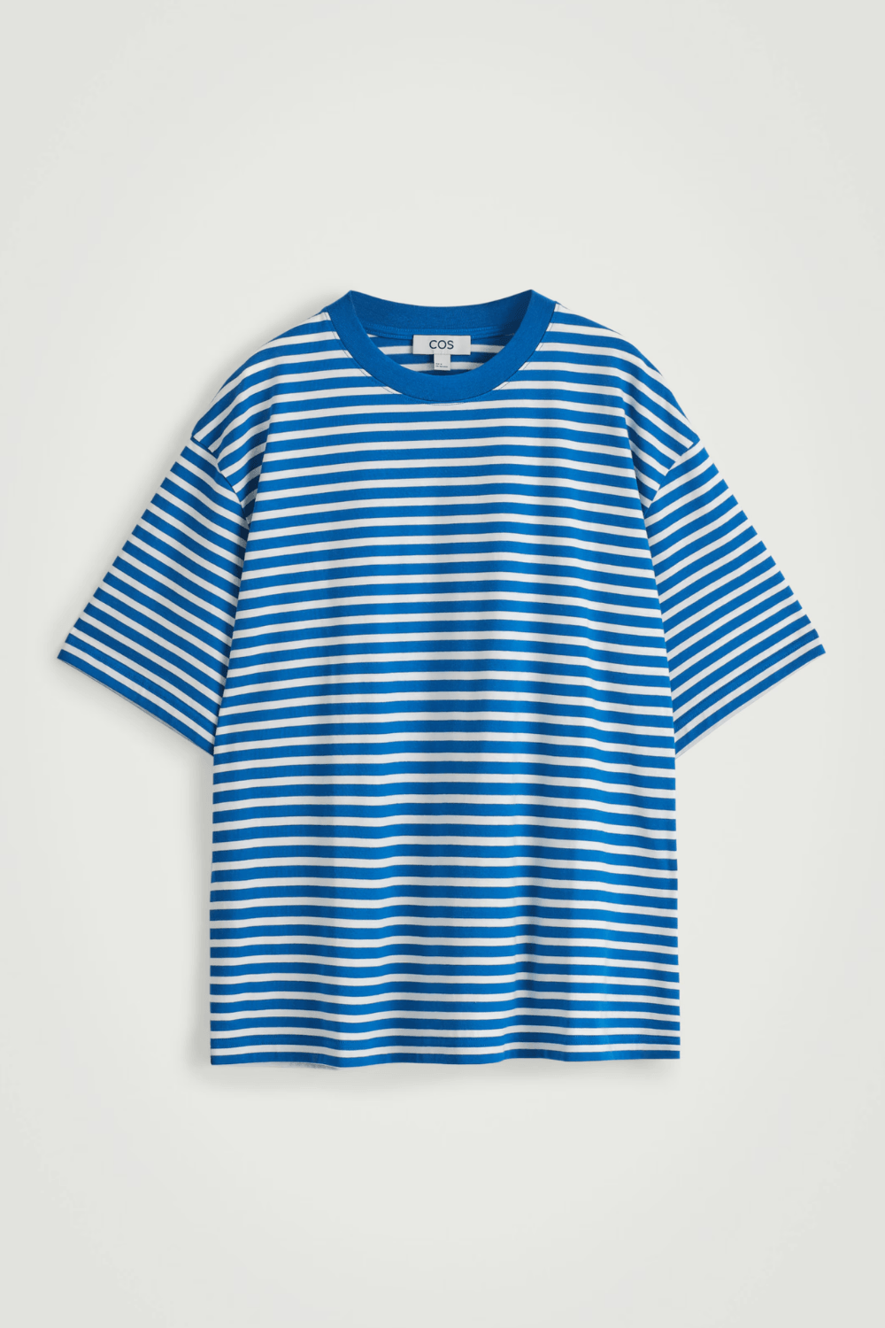 COS RELAXED LIGHTWEIGHT COTTON T-SHIRT in Blue & White Stripe