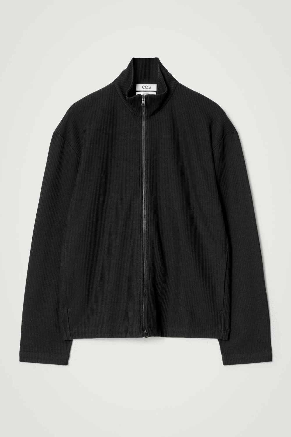 COS RIBBED JERSEY TRACK JACKET in Black
