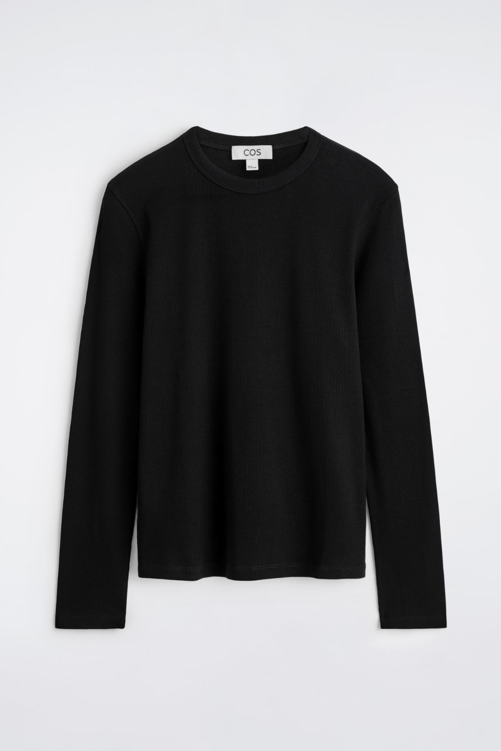 COS SLIM RIBBED COTTON LONG-SLEEVED T-SHIRT in Black