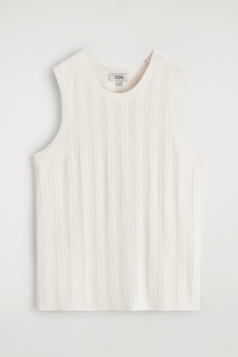 COS STRIPED KNITTED LINEN TANK TOP in White