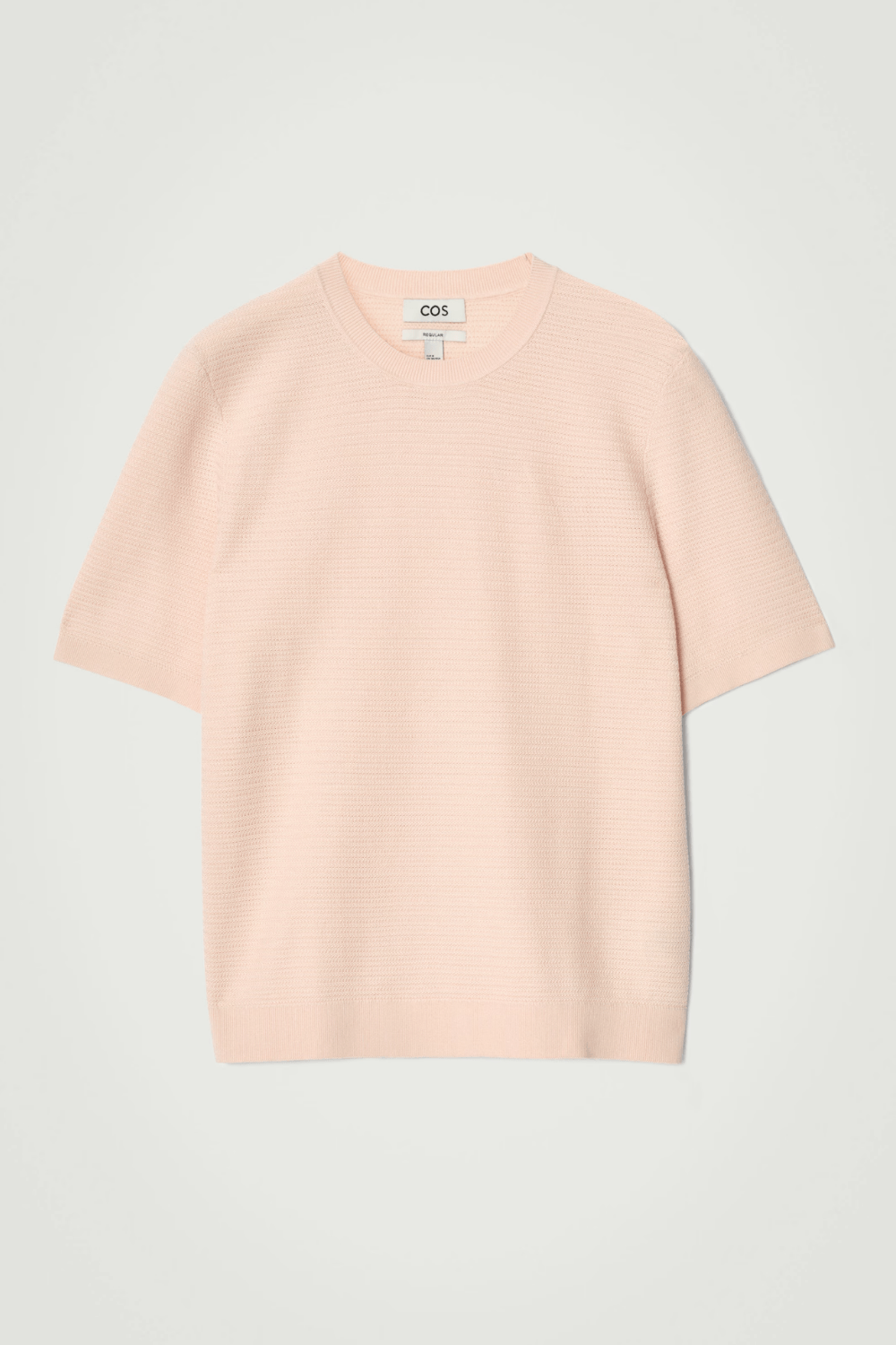 COS TEXTURED KNITTED COTTON T-SHIRT in Apricot