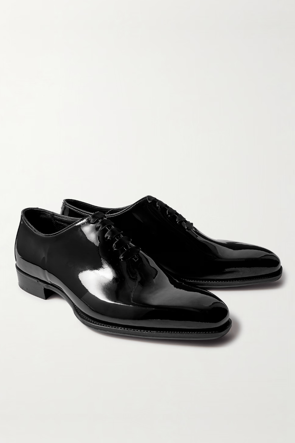 GEORGE CLEVERLEY Merlin Whole-Cut Patent-Leather Oxford Shoes in Black