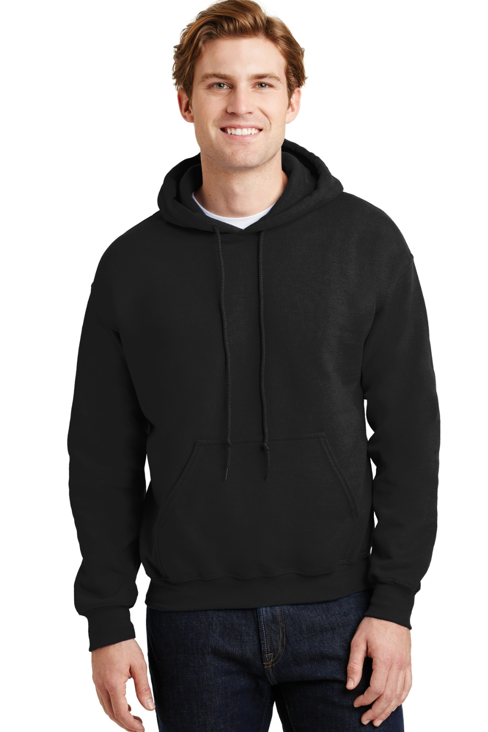 Man Wearing Gildan G185 Heavy Blend Hoody in Black