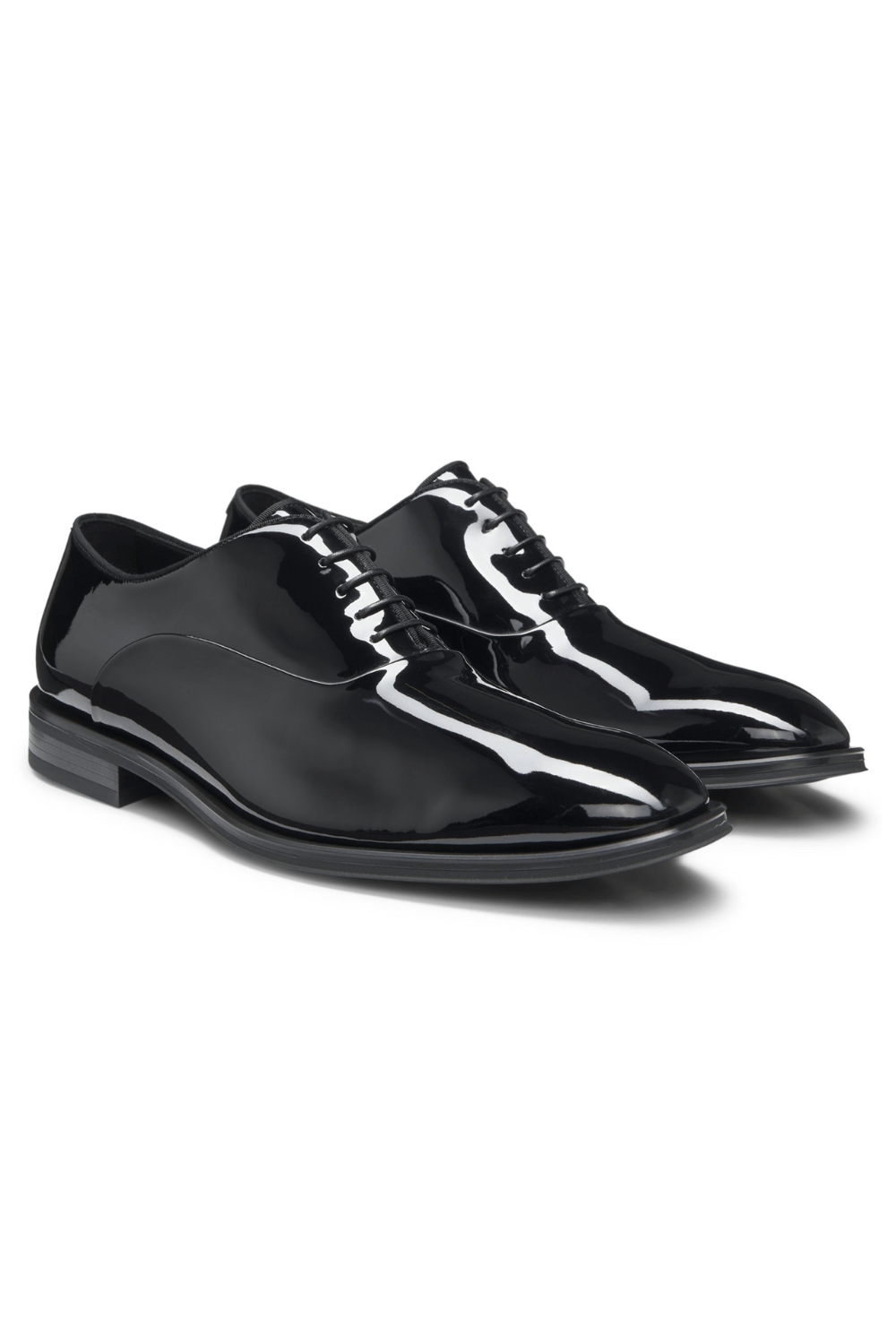 Hugo Boss Patent Leather Plain Toe Oxford in Black