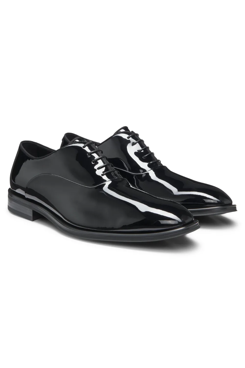 Hugo Boss Patent Leather Plain Toe Oxford in Black