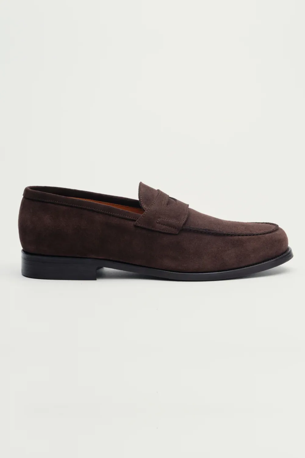 Jack Erwin Carmine Suede Penny Loafer in Dark Brown