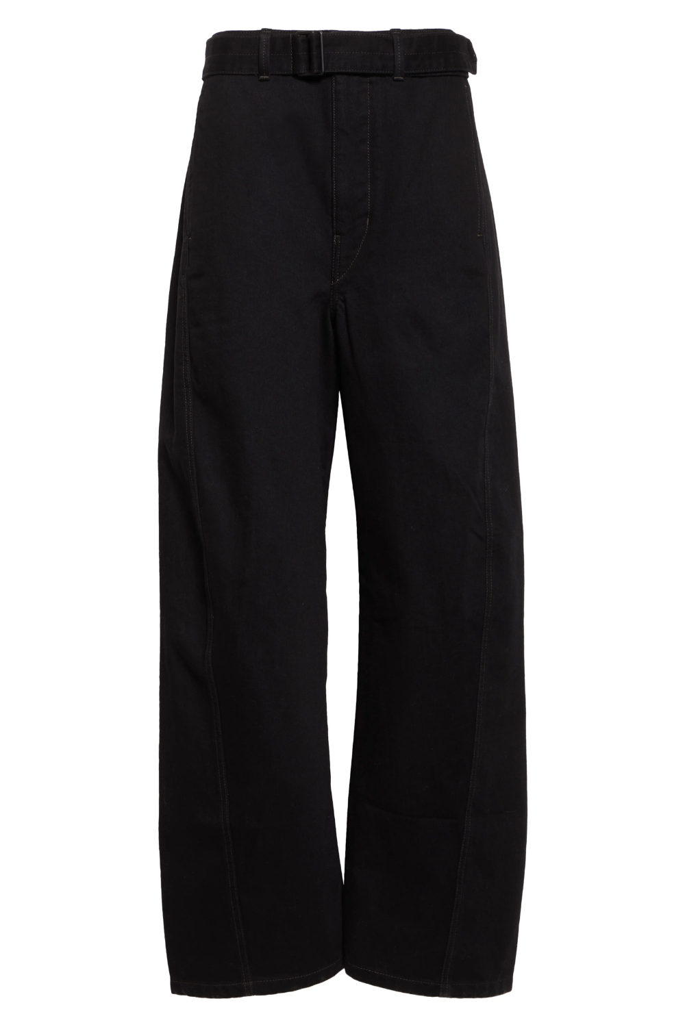 Lemaire Twisted Seam Belted Barrel Leg Jeans in Black