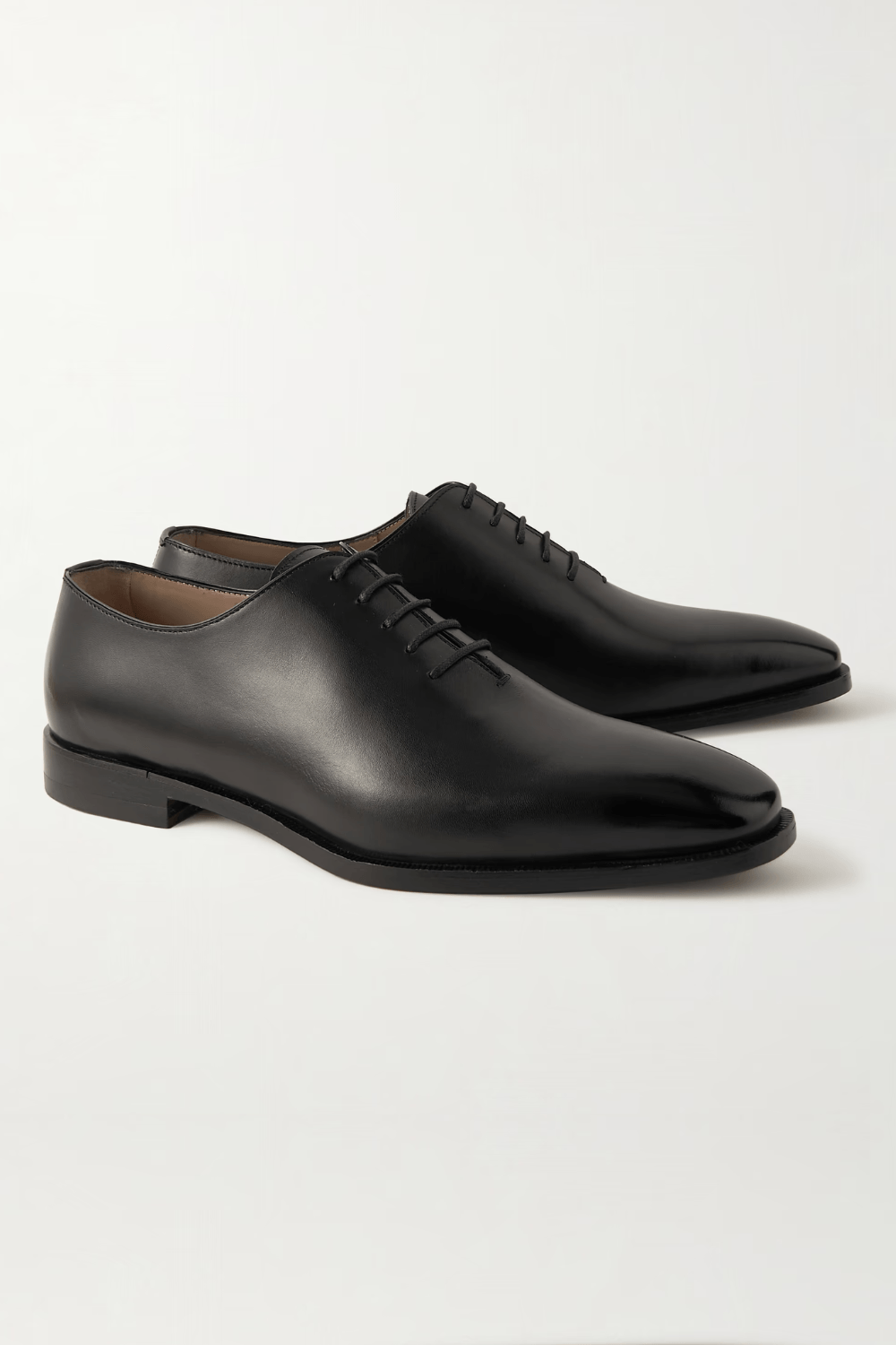 MANOLO BLAHNIK Snowdon Whole-Cut Glossed-Leather Oxford Shoes in Black