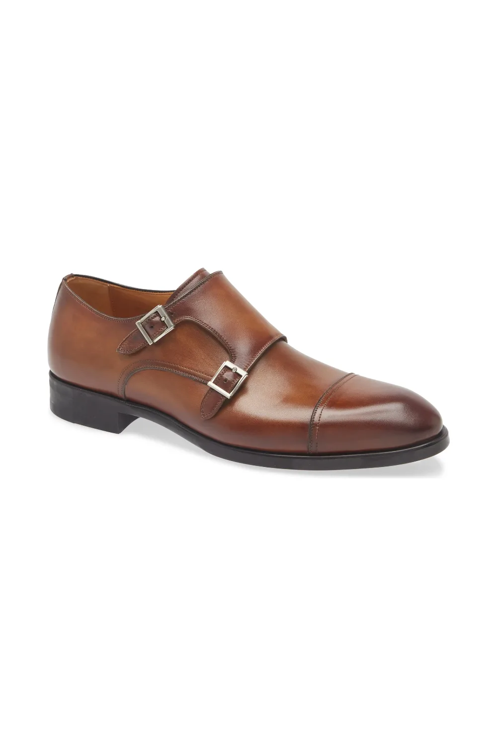 Magnanni Montego Cap Toe Double Monk Strap Shoe in Brown