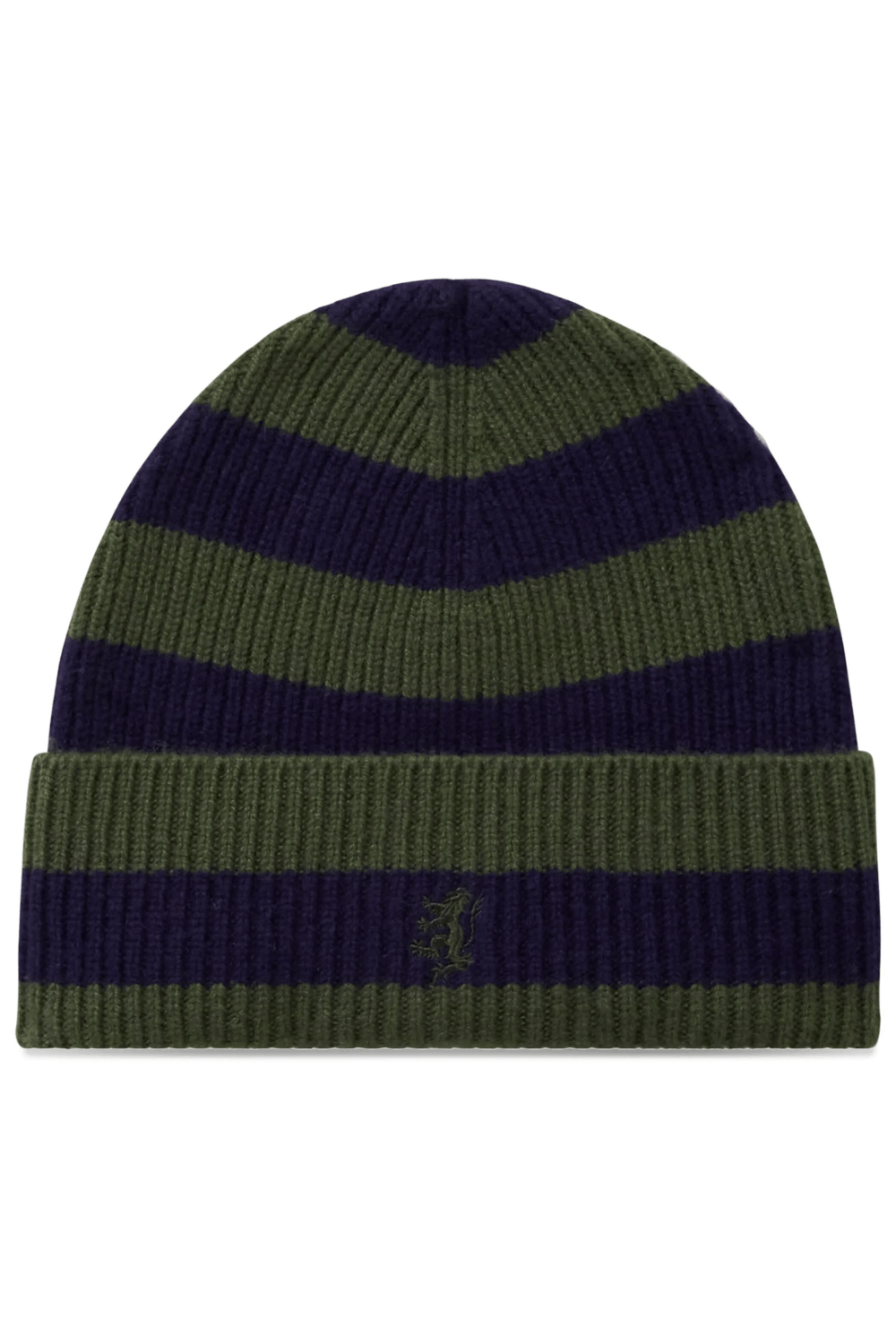 Pringle of Scotland striped cashmere beanie in Green and Navy