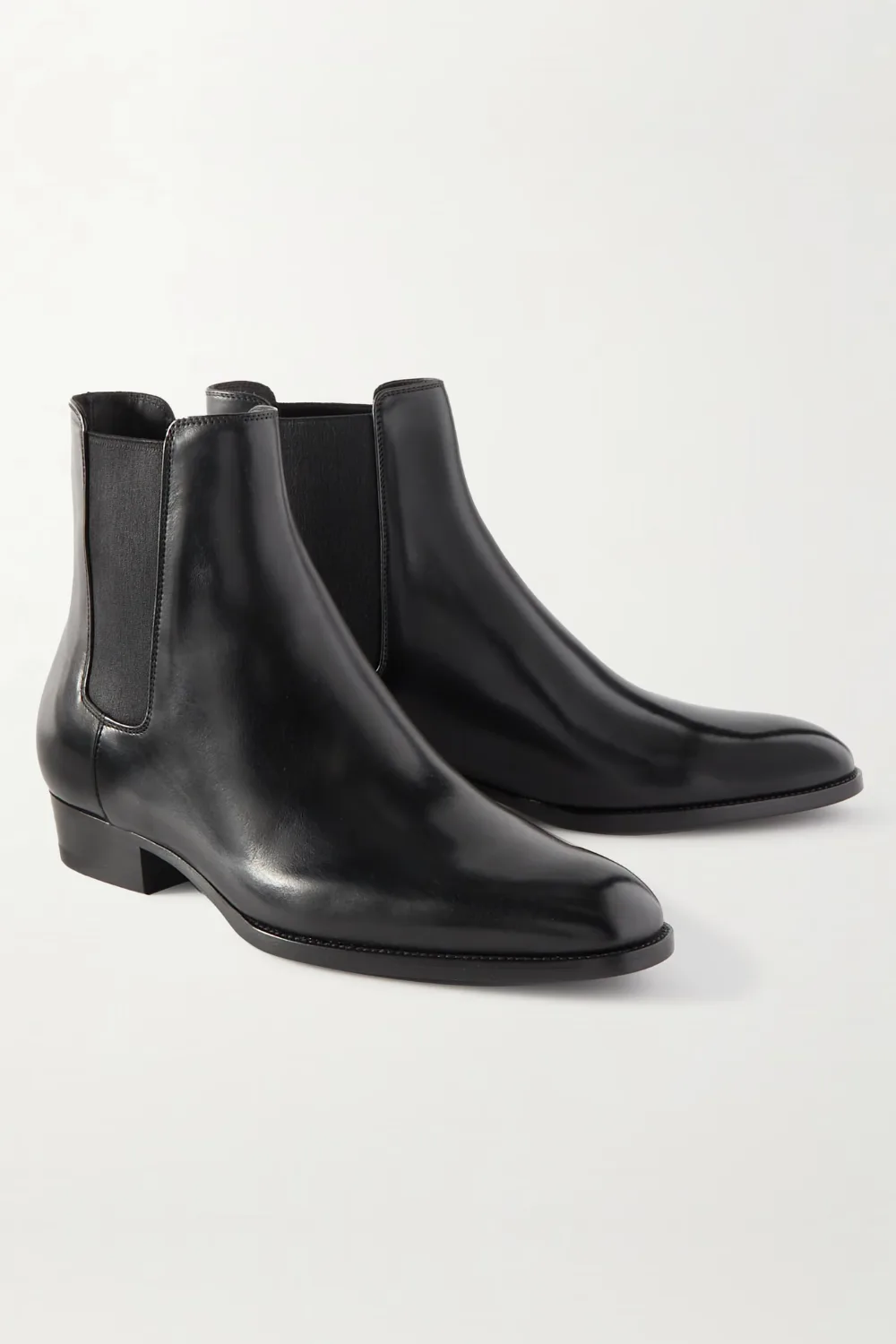 SAINT LAURENT Wyatt Leather Chelsea Boots in Black