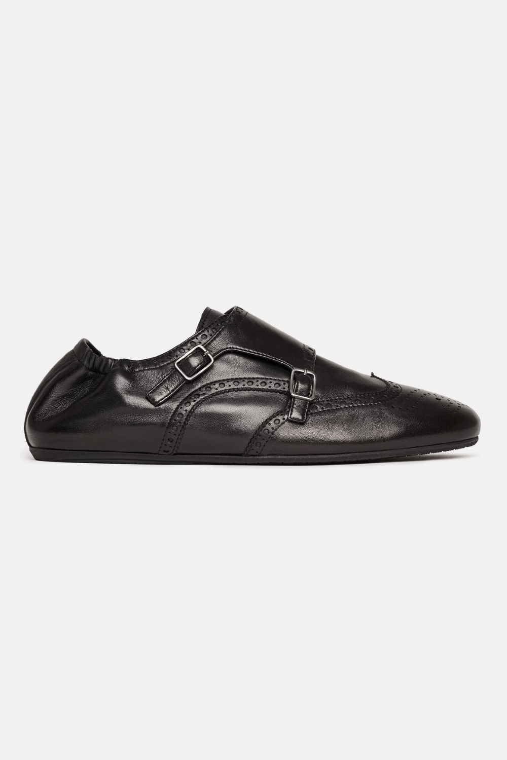 Scarosso Johnny buckled brogue monk shoes in Black