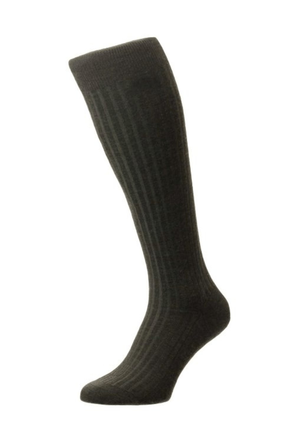 Pantherella Laburnum Merino Wool Long Dress Socks in Olive Green