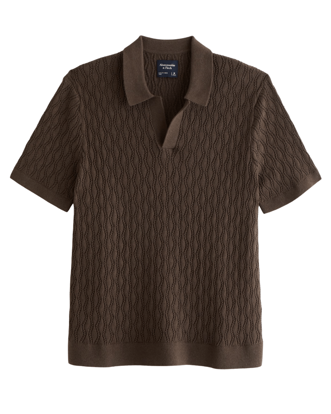 Abercrombie & Fitch Men's Textured Johnny Collar Sweater Polo in Brown