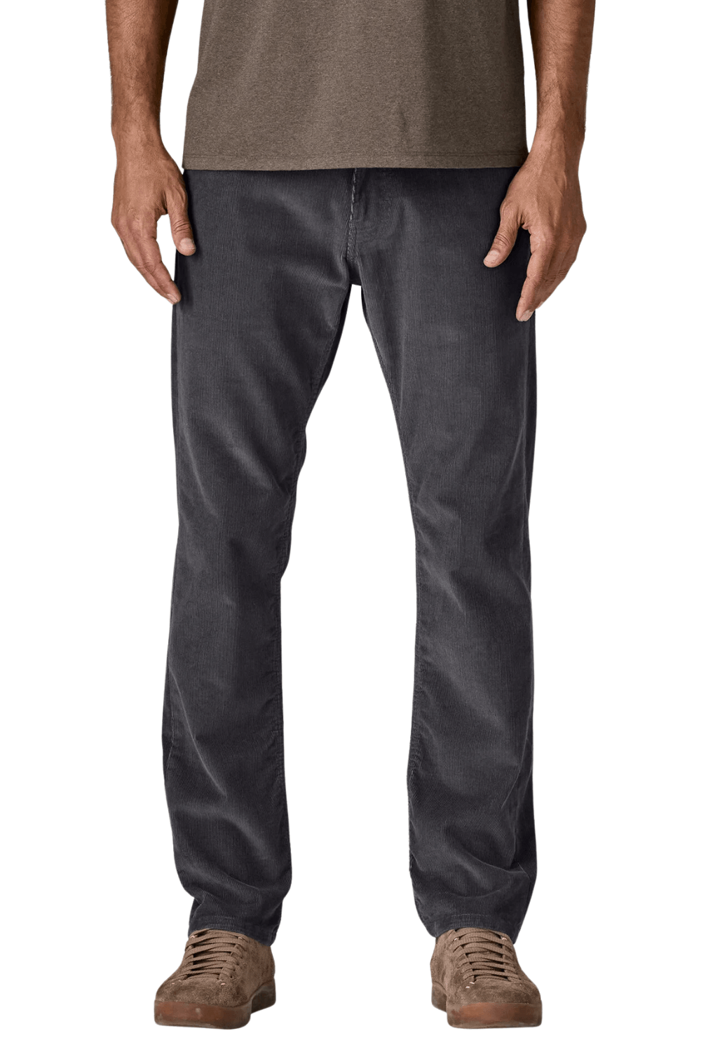 Man Wearing Patagonia Organic Cotton Corduroy Jeans in Dark Gray