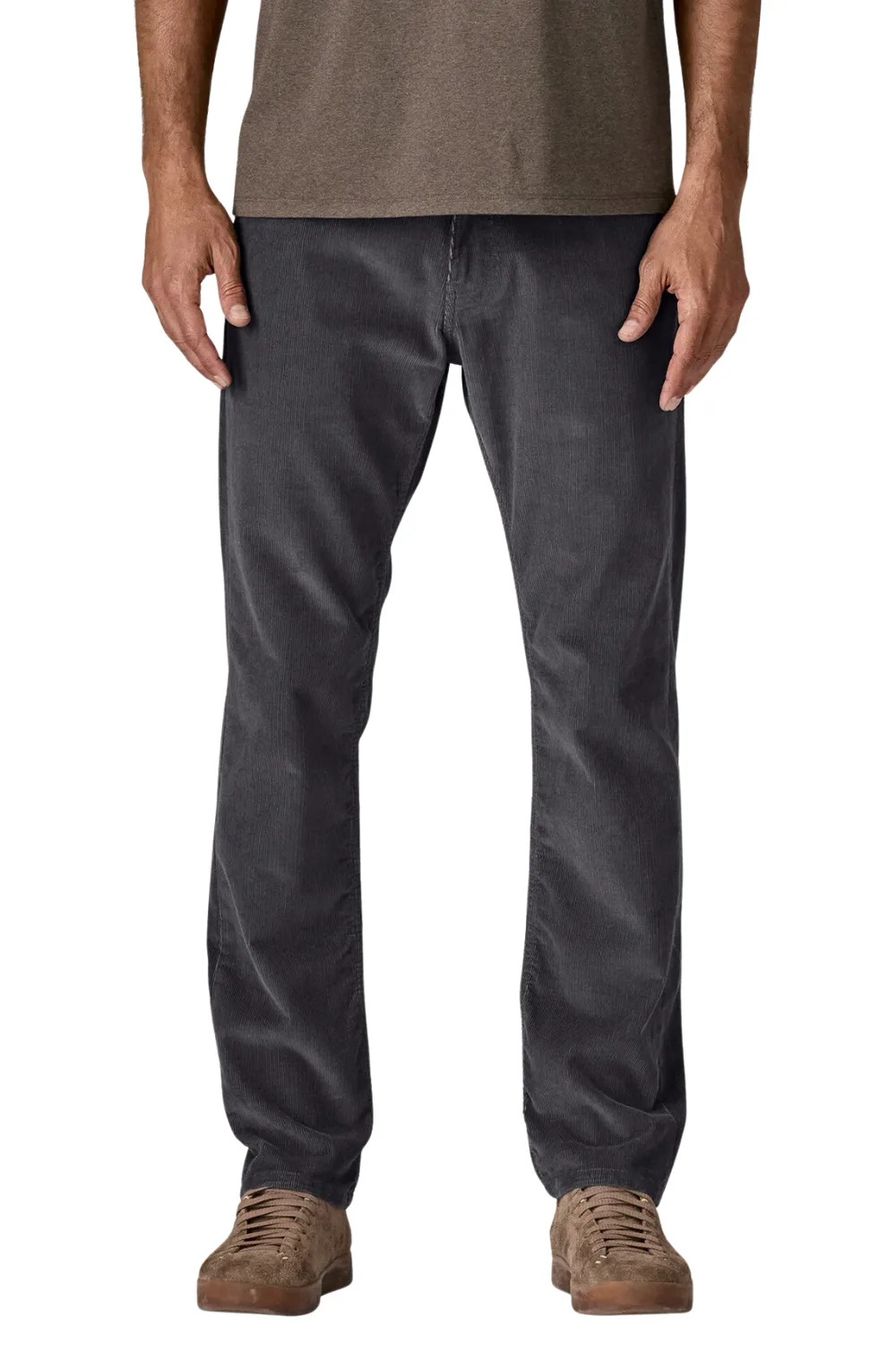 Man Wearing Patagonia Organic Cotton Corduroy Jeans in Dark Gray