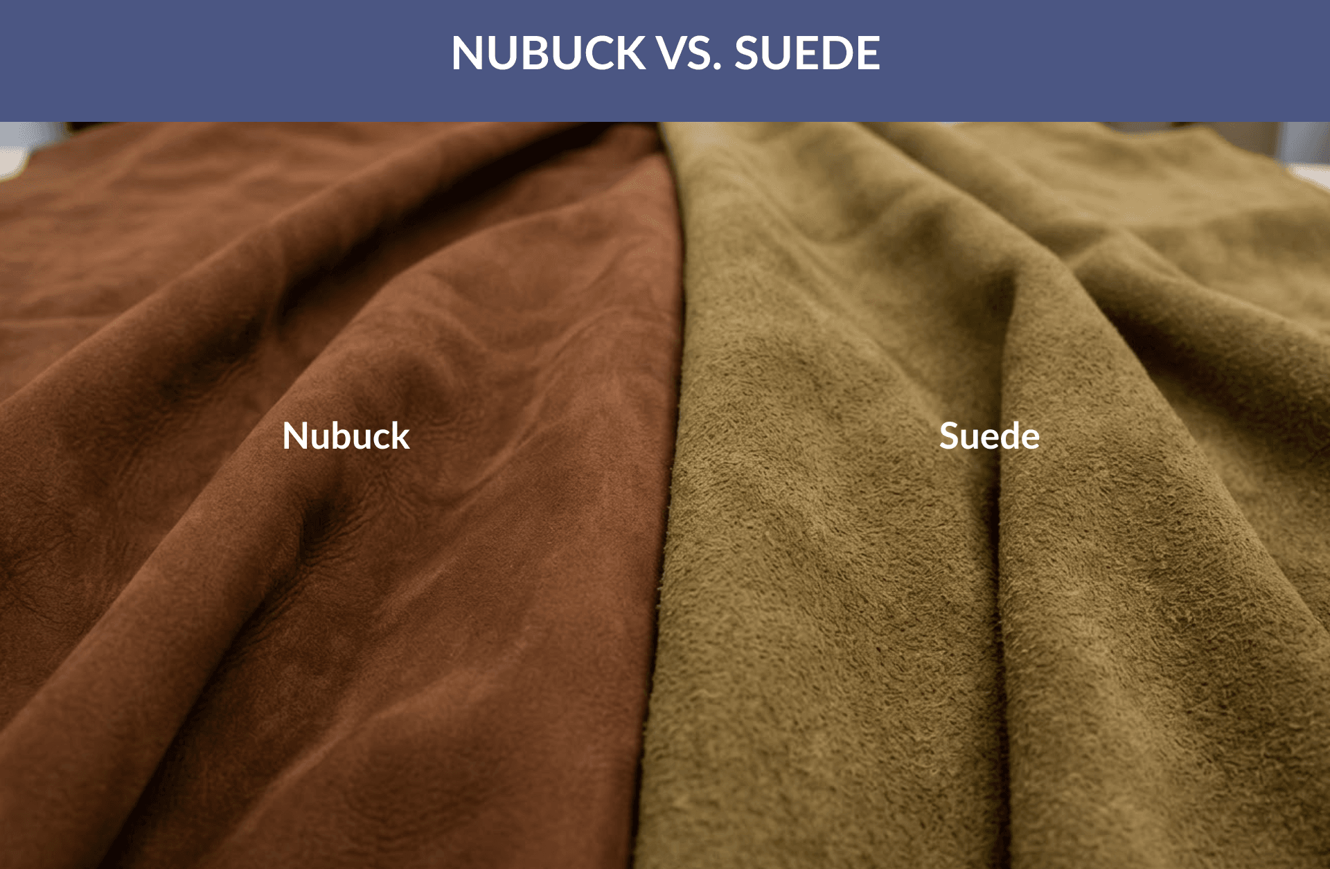 Side by side comparison of Bubuck and suede