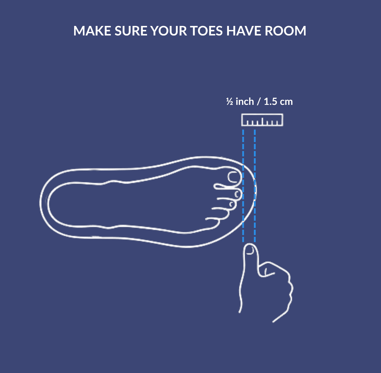 Checking toe box space in low top sneakers using the thumb width rule