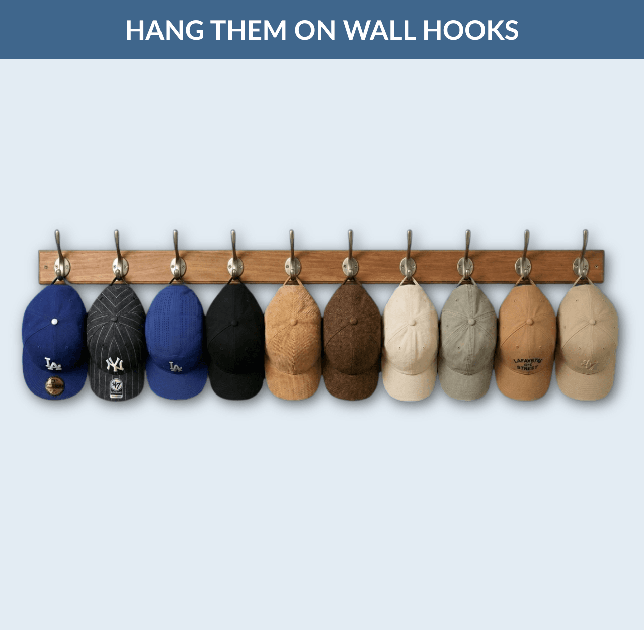Hang Your Caps on Wall Hooks
