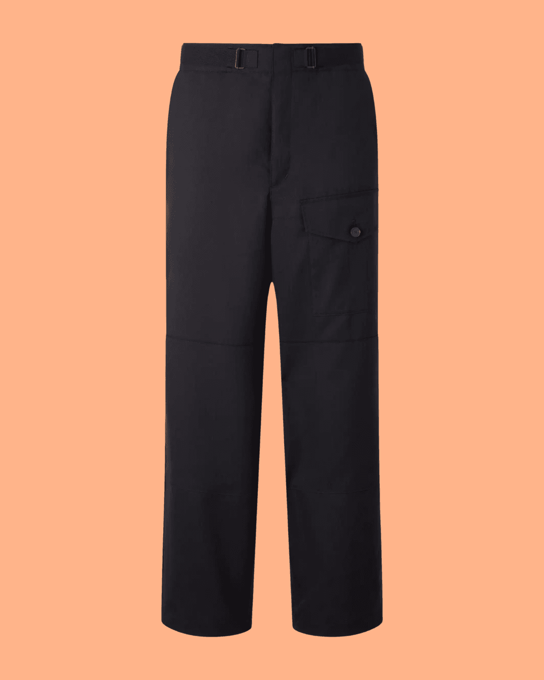 AURALEE Wide-Leg Wool Herringbone Cargo Trousers in Black