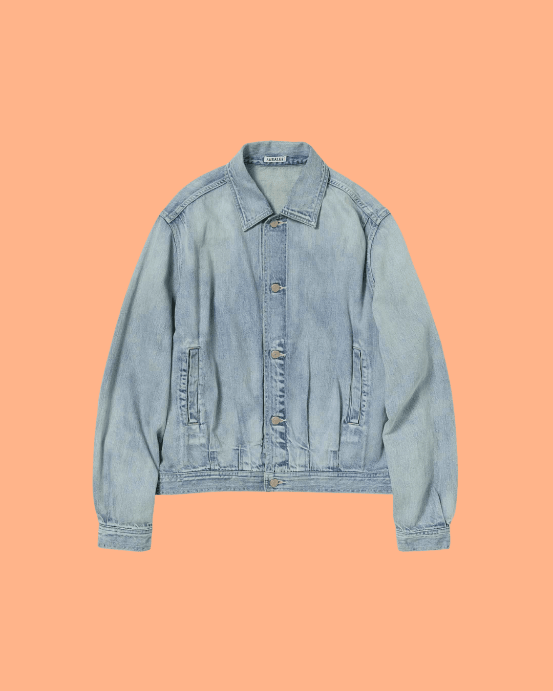 Auralee FADED SELVEDGE LIGHT DENIM BLOUSON in Light Blue