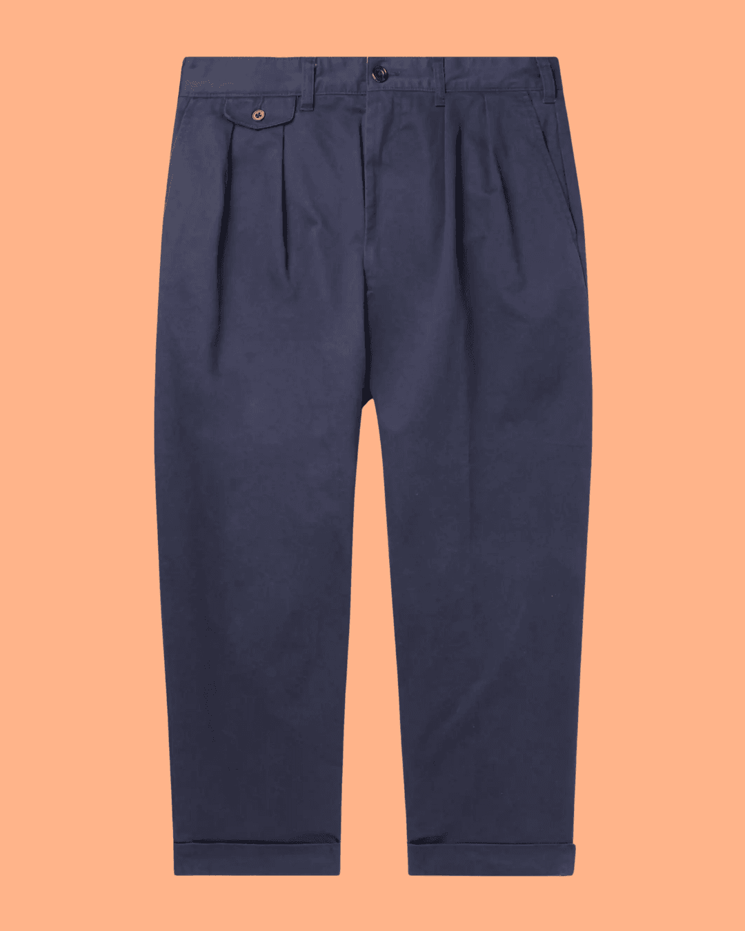 BEAMS PLUS Tapered Cropped Pleated Cotton-Blend Twill Trousers in Navy
