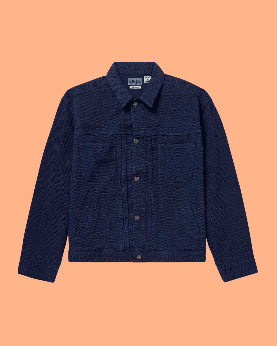 BLUE BLUE JAPAN Indigo-Dyed Sashiko Cotton Trucker Jacket in Blue