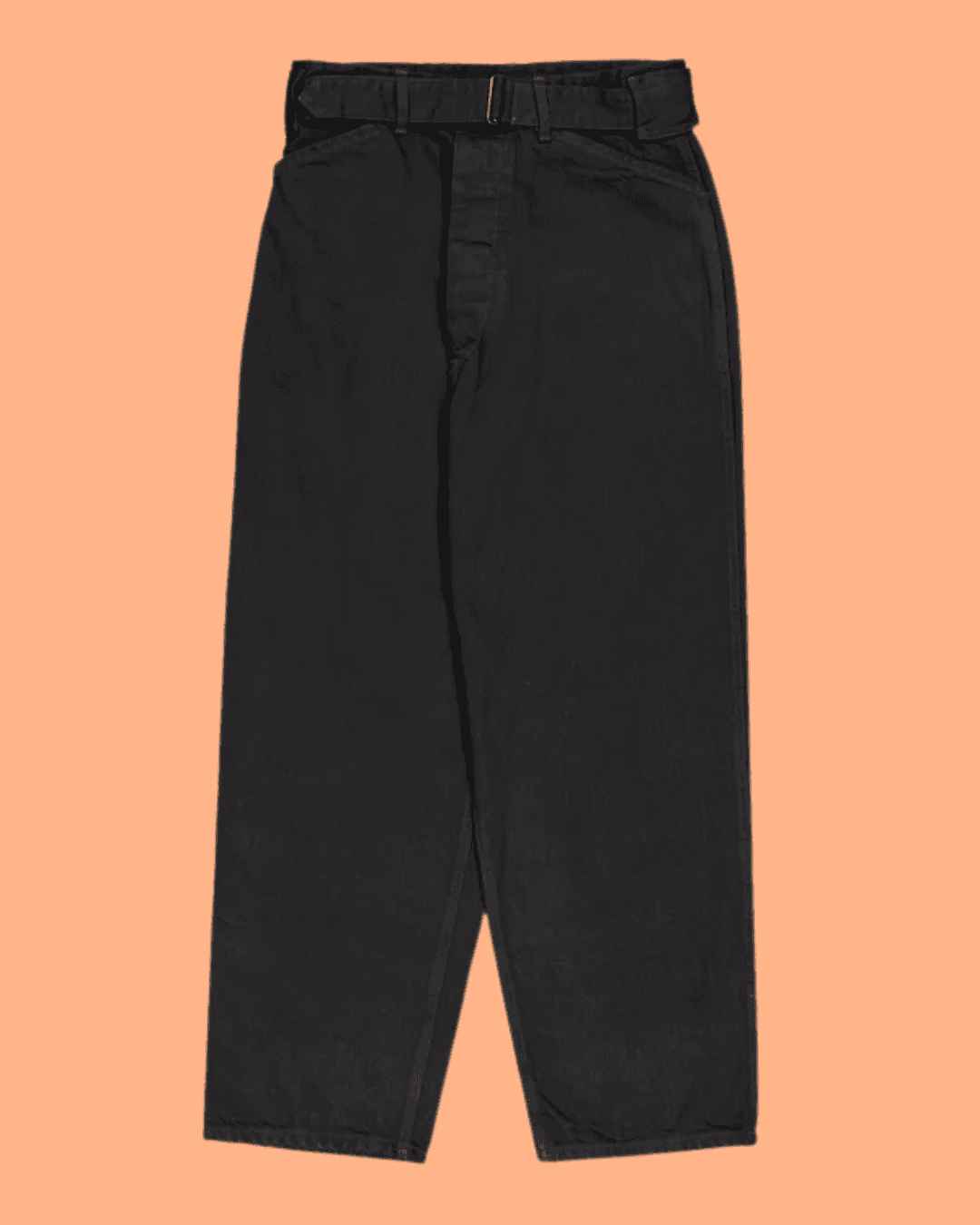 COMOLI Denim Belted Pants in Black