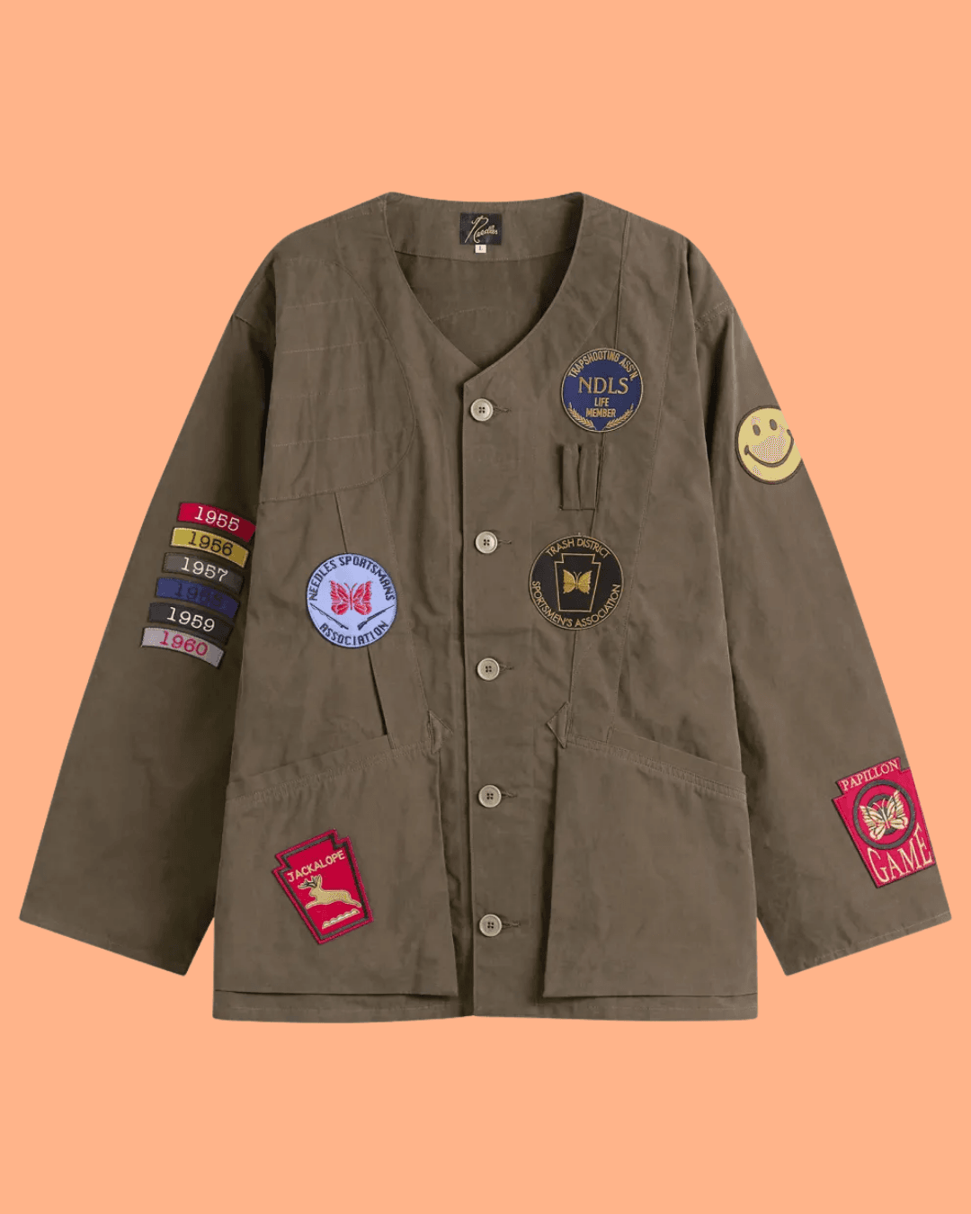 Needles Waxed Cloth Shooting Jacket in Brown