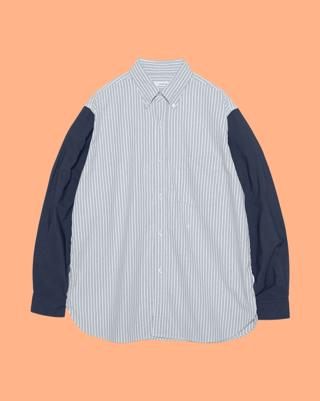 nanamica Button Down Stripe Storm Shirt in Blue