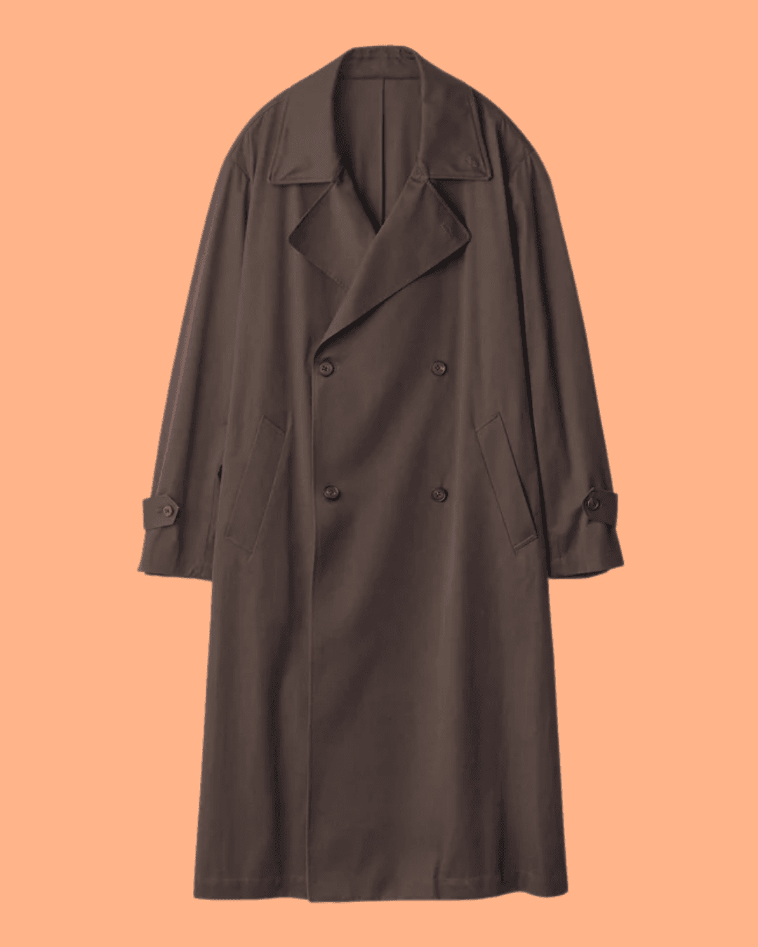 ssstein COTTON SATIN OVERSIZED DOUBLE BREASTED COAT in Brown