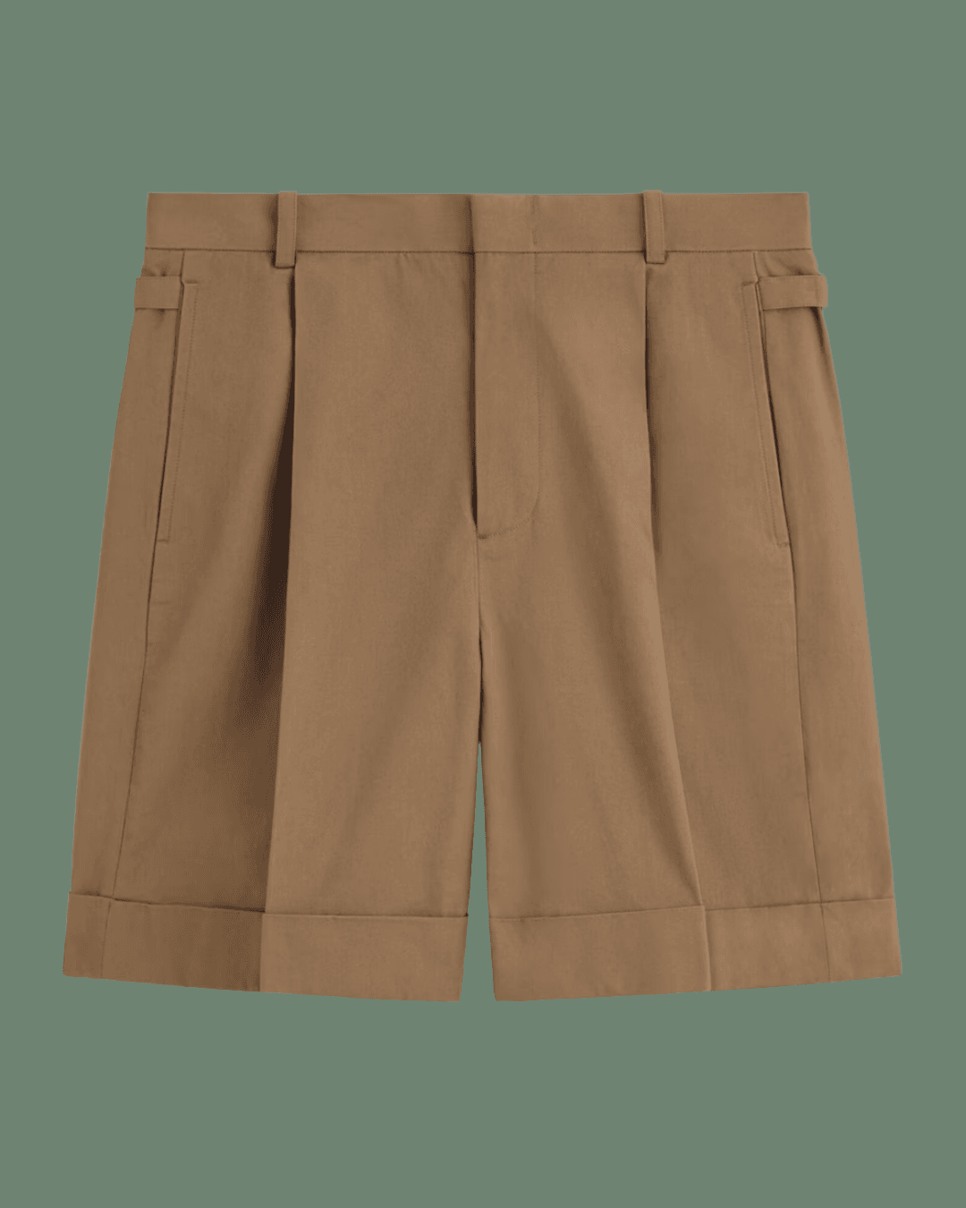 COS PLEATED CUFFED COTTON CHINO SHORTS in Brown