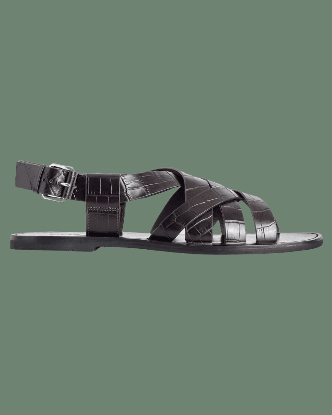 COS WOVEN LEATHER SANDALS in Dark Brown