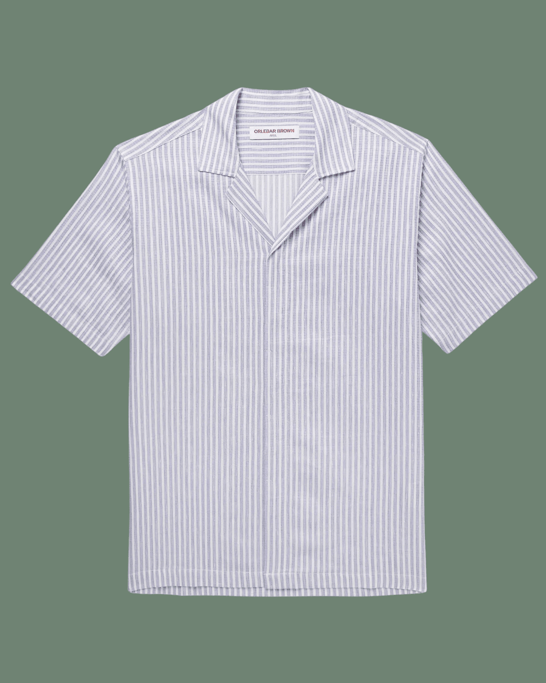 ORLEBAR BROWN Maitan II Camp-Collar Striped Cotton and Linen-Blend Shirt in Blue