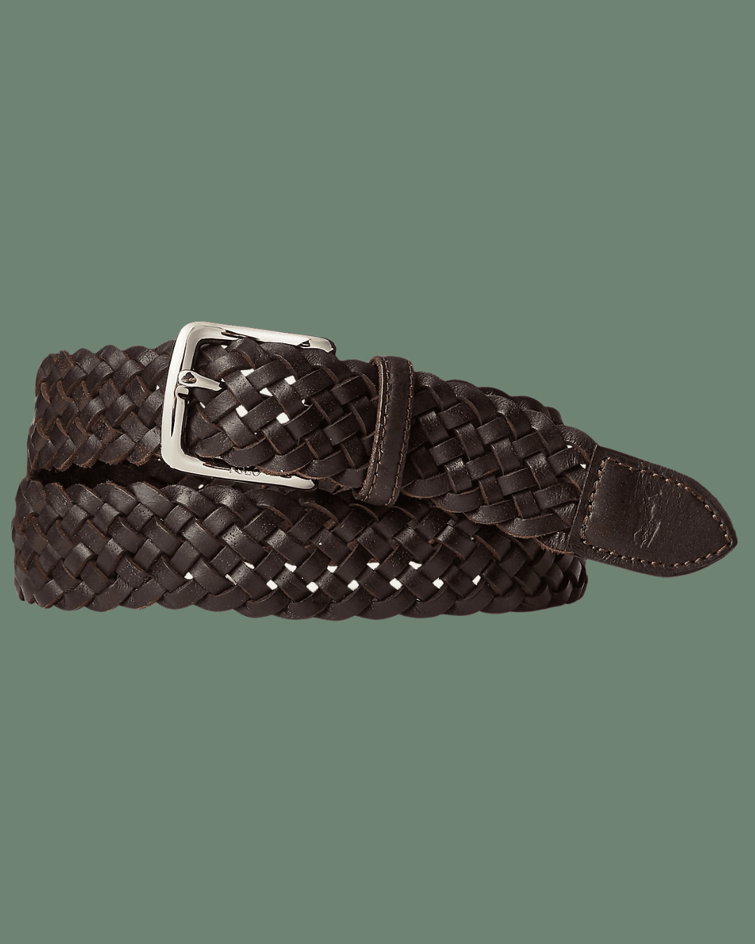 Polo Ralph Lauren Braided Vachetta Leather Belt in Dark Brown