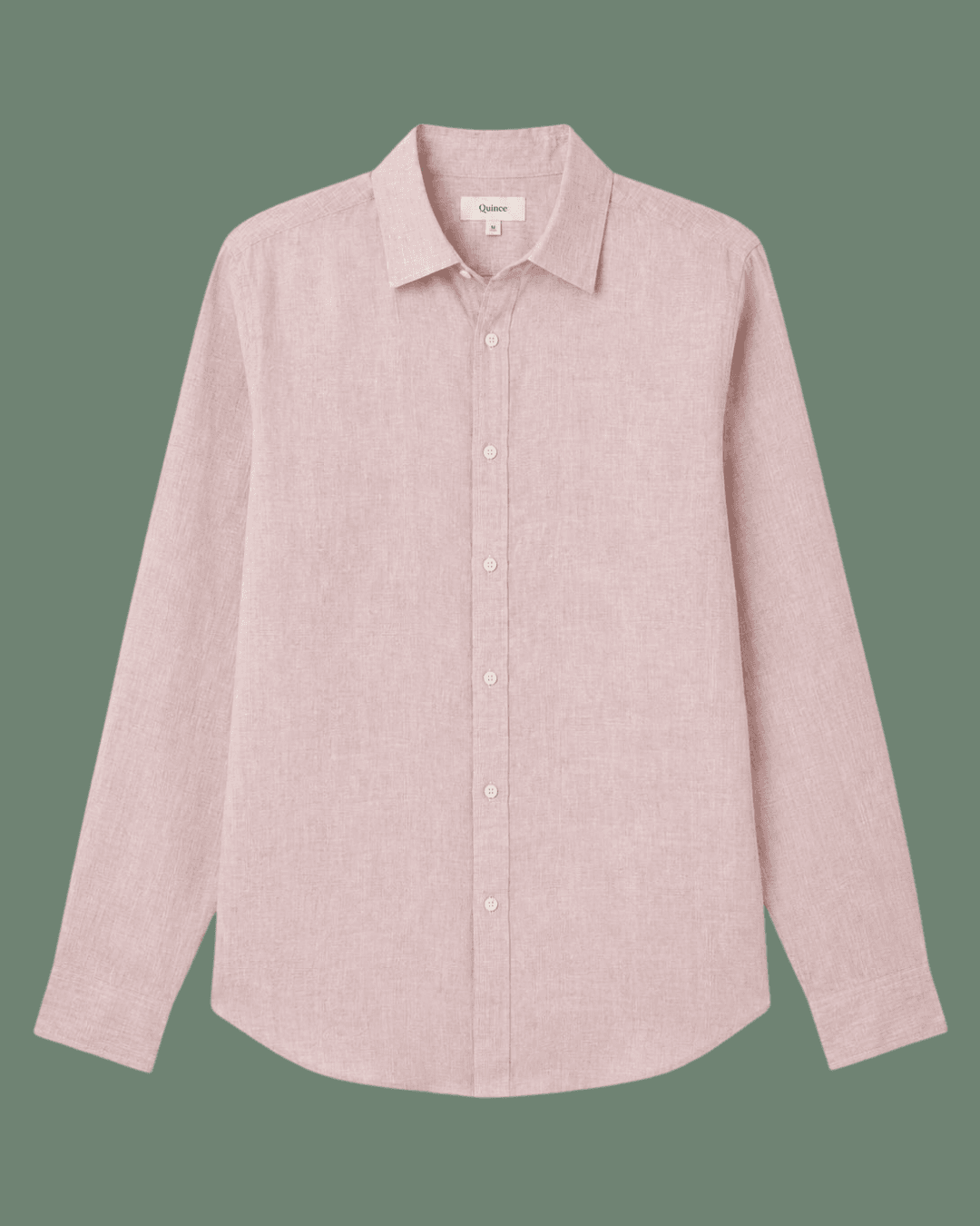 Quince 100% European Linen Relaxed Long Sleeve Shirt in Vintage Pink Chambray