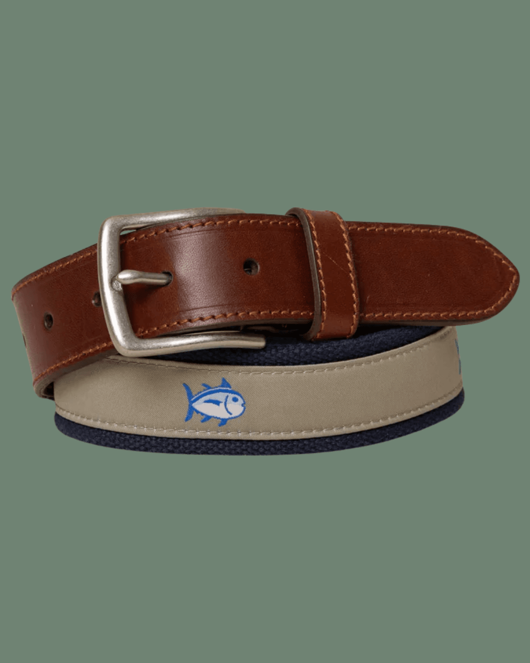 Southern Tide Men's Skipjack Ribbon Belt in Sandstone Khaki