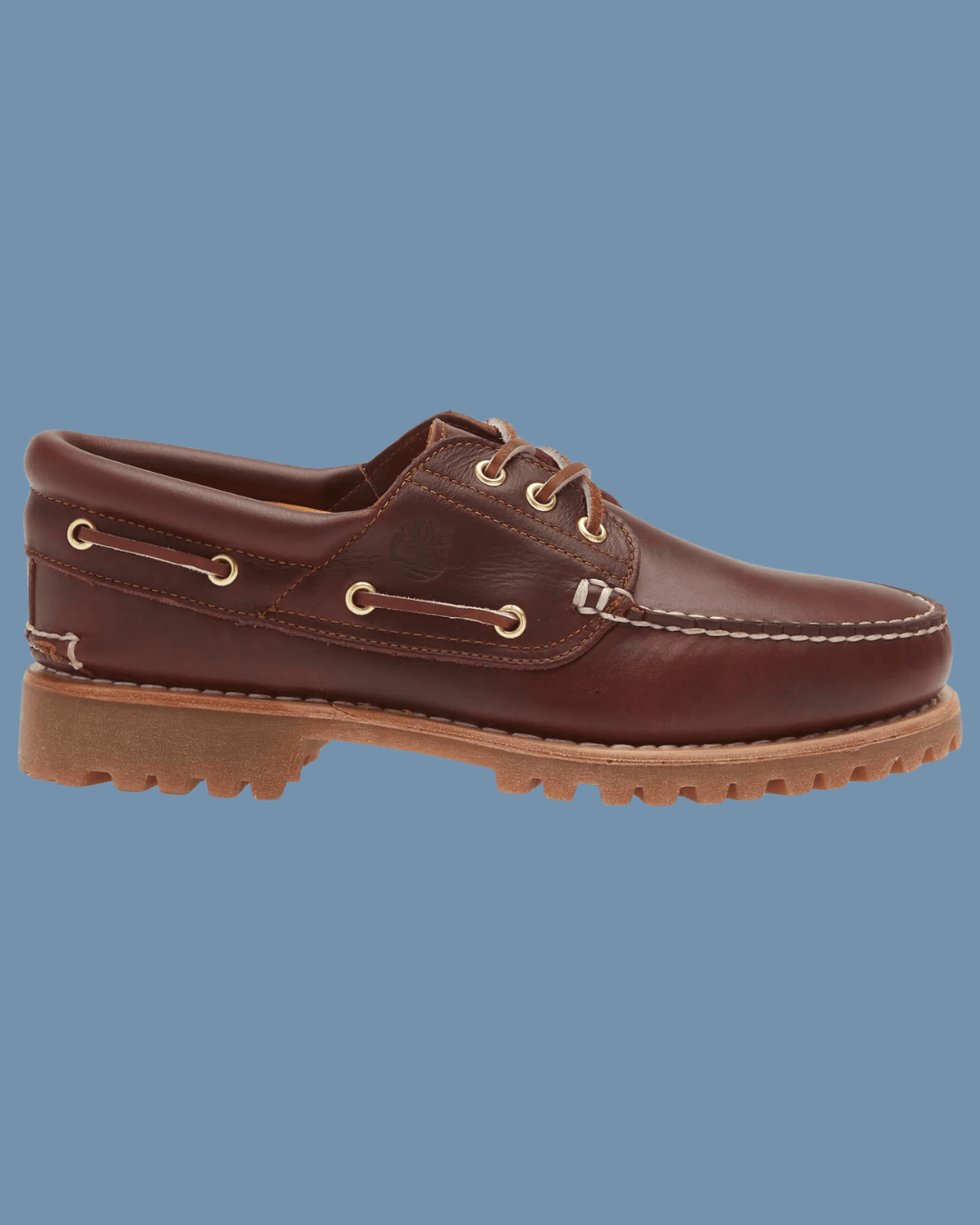 Timberland Authentic 3-Eye Lug Handsewn Boat Shoe in Chesnut