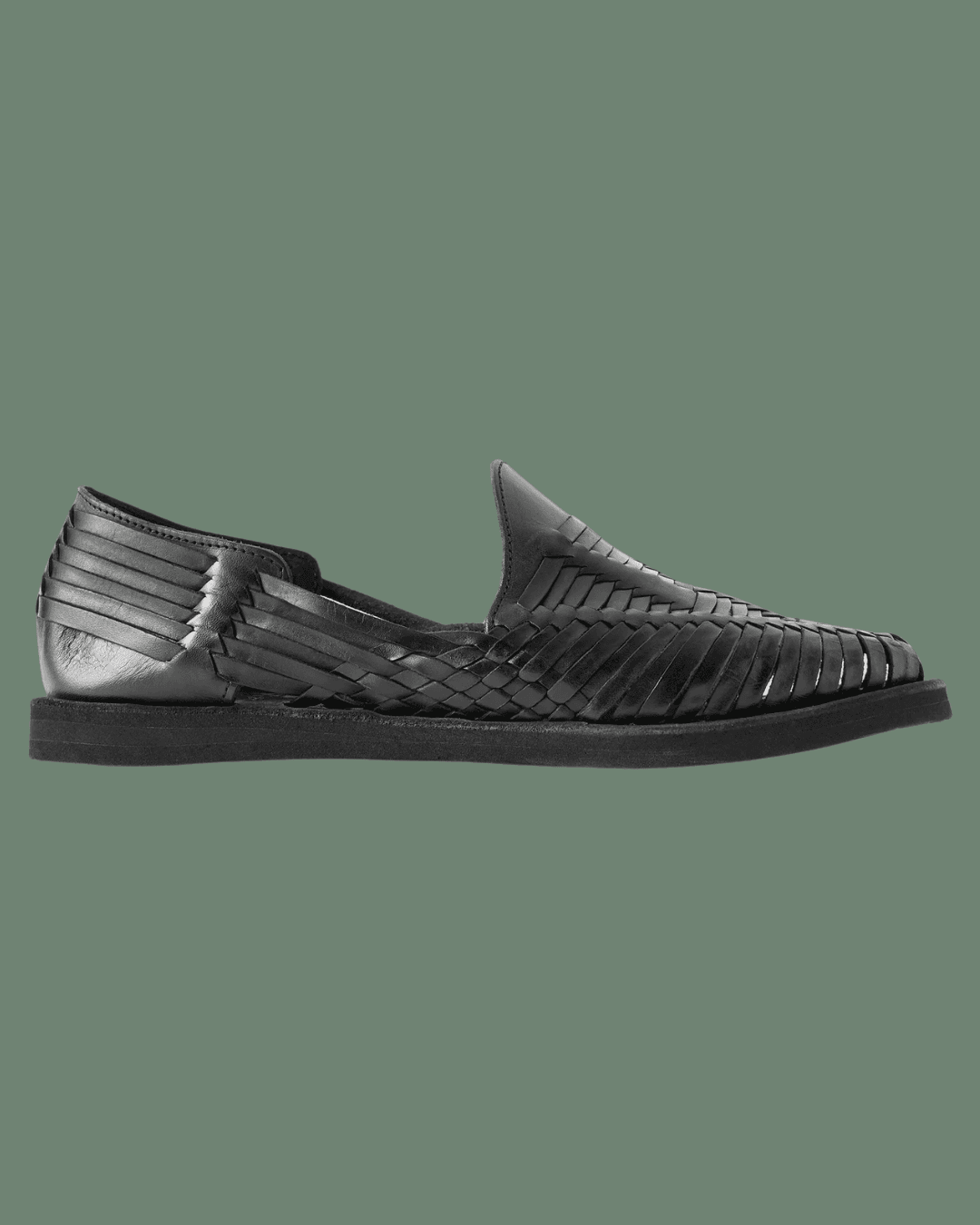 YUKETEN + Chamula Alejandro Woven Leather Huarache Sandals in Black