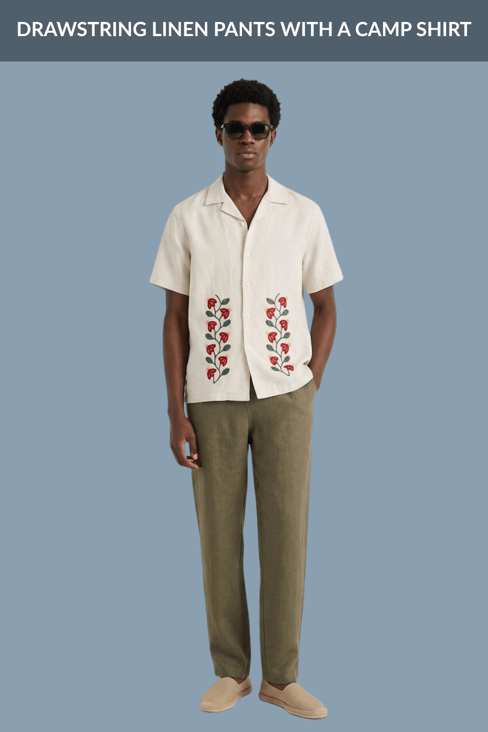 Drawstring Linen Pants with a Camp Shirt