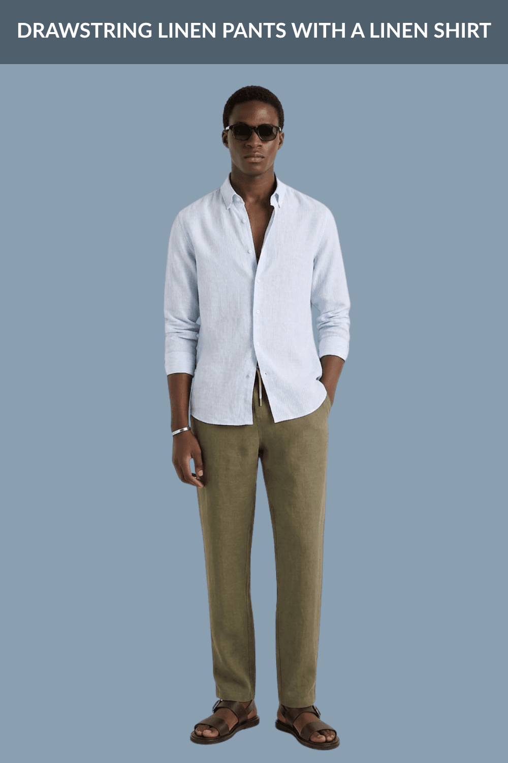 Drawstring linen pants with A linen shirt