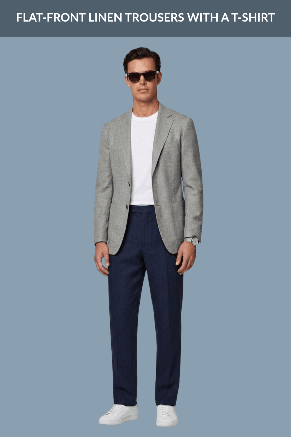 Flat-Front Linen Trousers with a T-Shirt