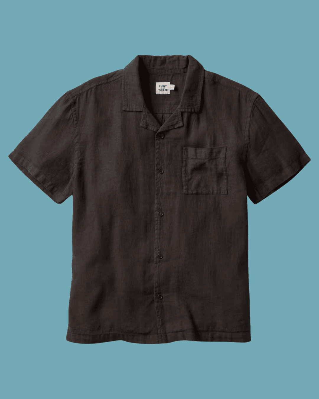Flint and Tinder Cotton Linen Camp Shirt in Black