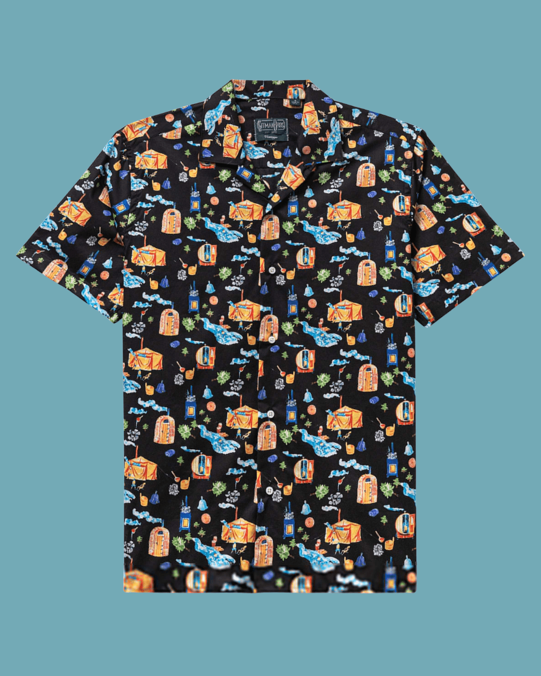Gitman Vintage Black Summer Sauna Camp Shirt in Black