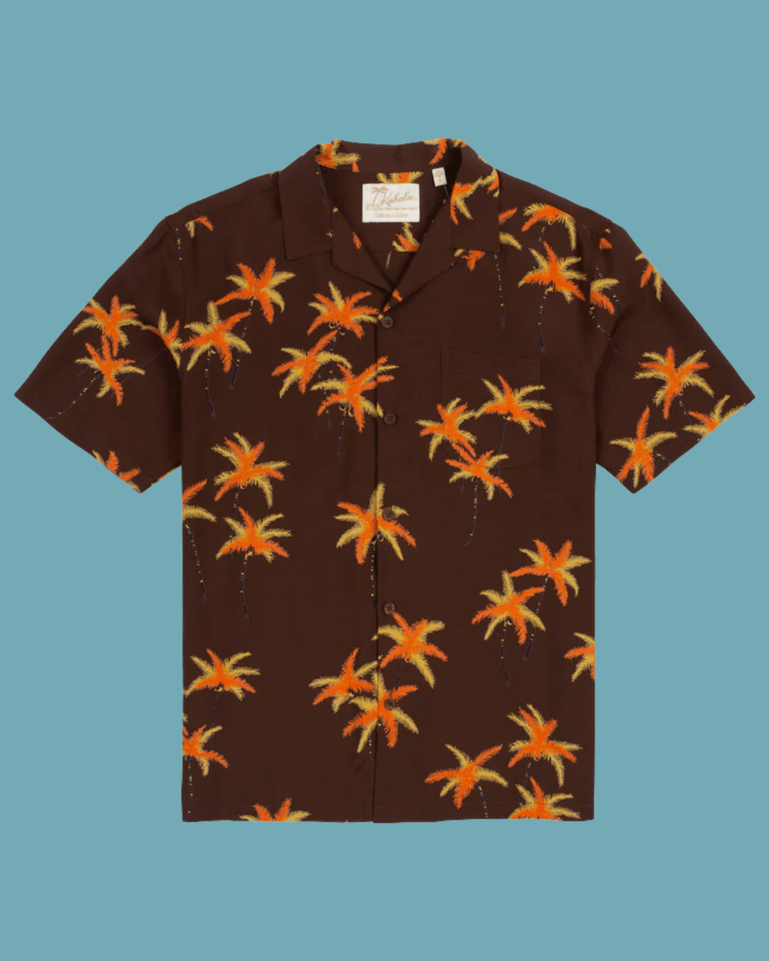 Kahala Coco Palms camp shirt in Brown