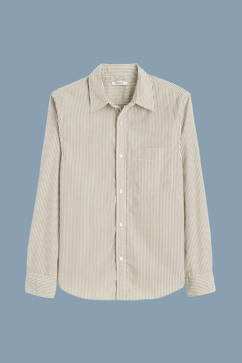 Madewell Cotton Poplin Button-Up Shirt in Aged Olive