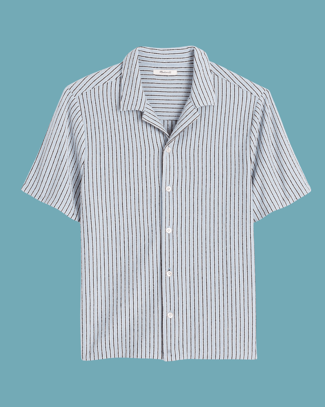 Madewell The Textured Knit Camp-Collar Shirt in Light Blue